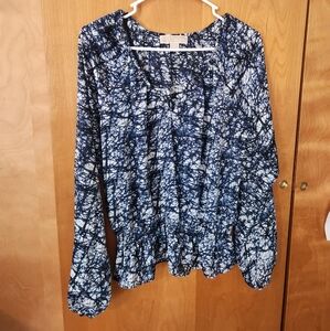 MICHAEL Michael Kors Navy and White Blouse Size L